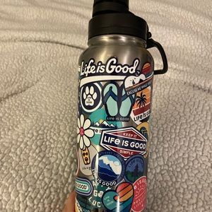 Life Is Good stainless steel water bottle.